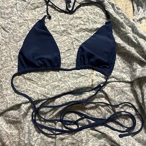 Worn only a couple of times. Shein Navy blue strappy bikini top